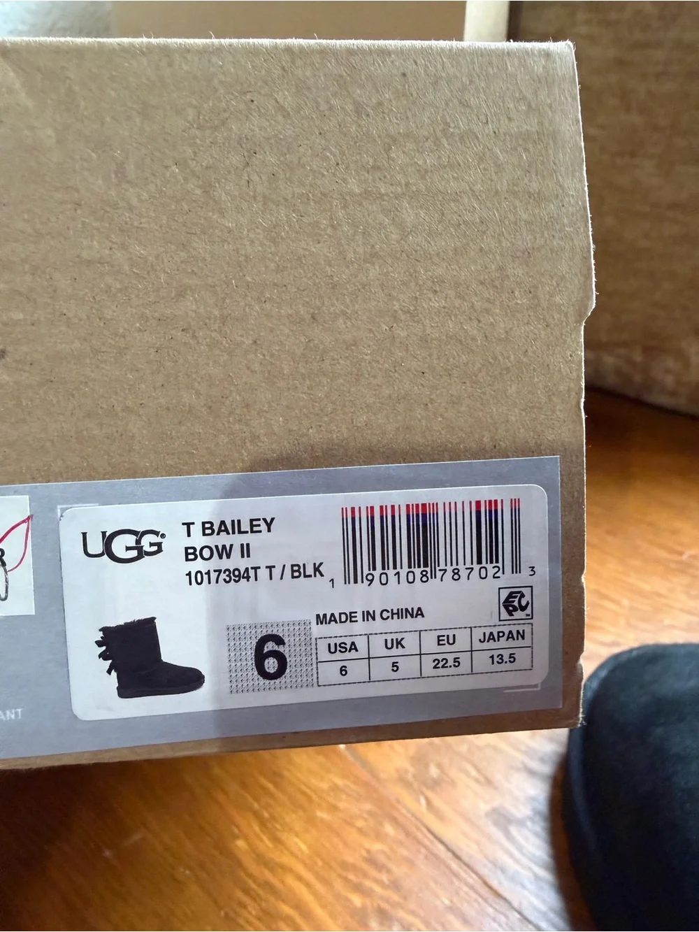 UGG TODDLER/ baby Black Bow Back Sheepskin Boots